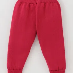ToffyHouse Cotton Knitted Full Sleeves Solid Colour Collared Sweatshirt & Lounge Pant Set with Cable Knit Design - Red image 5