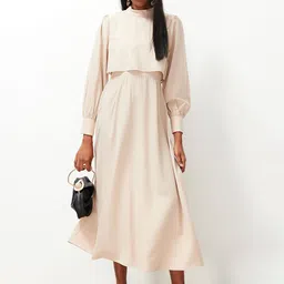 Trendyol Puff Sleeve Fit & Flare Midi Dress-image-25