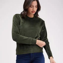 Fablestreet Olive Cotton Relaxed Fit Sweatshirt-picture-0