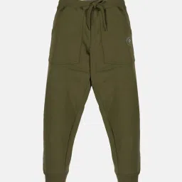 Kiddopanti Boys Olive Solid Trackpants image 1