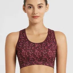 Jockey Wine Printed Padded Non Wired MI03 Sports Bra-picture-22
