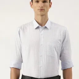 Peter England Blue Cotton Regular Fit Checks Shirt image 1