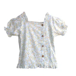Kiddopanti Kids Sky Blue Floral Print Top image 1