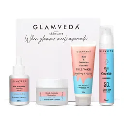 Glamveda Rice & Ceramide Glass Skin Morning 4 Step Skincare Routine Combo image 1