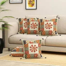 Living Roots Jaipuri Multicolor Cotton Cushion Covers - Set of 5 image 1