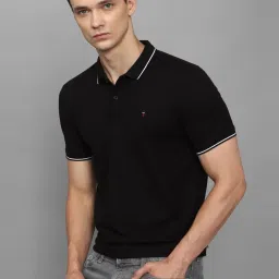 Louis Philippe Jeans Black Cotton Slim Fit Polo T-Shirt image 1