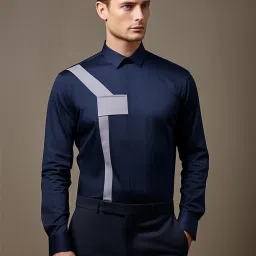 HE SPOKE Navy Tailored Fit Shirt image 1