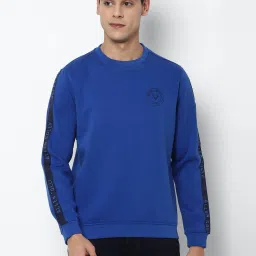 Allen Solly Blue Cotton Regular Fit Printed Sweatshirts image 1