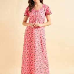 Sweet Dreams Peach Printed Nighty image 1