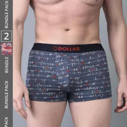 Dollar Bigboss Assorted Cotton Regular Fit Printed Trunks - Pack Of 2 image 1