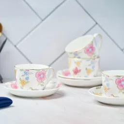 Golden Queens Pink & Yellow Bone China Monochrome Series Cup & Saucer Set image 1