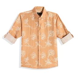Cavio Orange Cotton Printed Shirt-picture-11