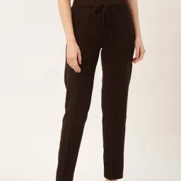 RVK Brown Straight Fit Solid Trousers-image-0