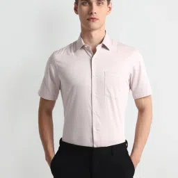 Arrow Light Beige Cotton Regular Fit Texture Shirt image 1