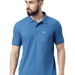 Force NXT Bright Blue Cotton Regular Fit Polo T-Shirt-picture-7