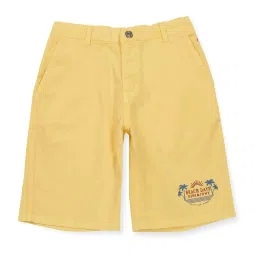 Gini & Jony Kids Yellow Cotton Printed Bermuda image 1