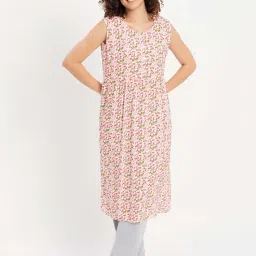 Clovia Pink & Grey Printed Night Dress Pyjamas Set image 1