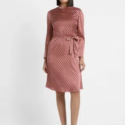 Allen Solly Brown Printed A-Line Dress image 1