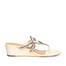 W Women's Cream Thong Wedges image 1