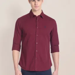 U.S. Polo Assn. Maroon Cotton Regular Fit Shirt image 1