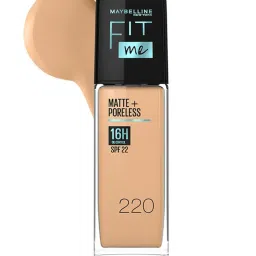 Maybelline New York Fit Me Matte + Poreless Liquid Foundation, 220 Natural Beige|With SPF, 30 ml image 1