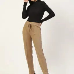 RVK Camel Straight Fit Solid Trousers image 4