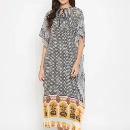 The Kaftan Company Beige & Black Printed Kaftan-picture-30
