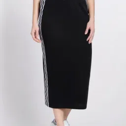 Adidas Originals Black Cotton Striped Shift Skirt-picture-14