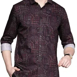 Simon Carter London Purple Printed Slim Fit Shirt-image-23