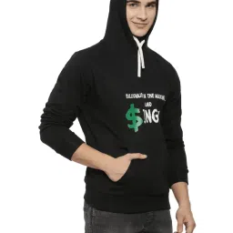 Campus Sutra Black Full Sleeves Hooded Sweatshirt image 3