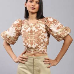 Label Ritu Kumar Brown Printed Crop Top-picture-41