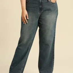 High Star Blue Relaxed Fit High Rise Plus Size Jeans image 1