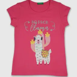 United Colors of Benetton Kids Pink Cotton Printed T-Shirt-picture-34