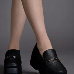 Shoetopia Women's Black Casual Loafers image 1