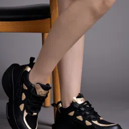 Shoetopia Women's Black Casual Sneakers image 1