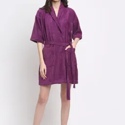 Creeva Purple Cotton 400 GSM Small Bathrobe-picture-16