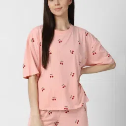 Forever 21 Pink Printed Top With Shorts-image-61