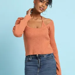 Forever 21 Peach Cotton Regular Fit Top image 1