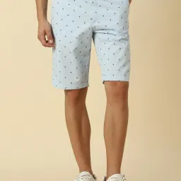 Allen Solly Blue Cotton Slim Fit Printed Shorts image 1