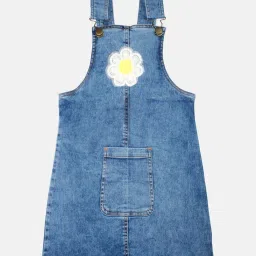 Kiddopanti Kids Blue Applique Dungaree image 1
