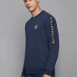 Allen Solly Navy Blue Cotton Regular Fit Printed Sweatshirts image 3