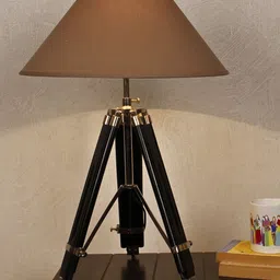 THE LIGHT STORE Brown & Black Solid Contemporary Tripod Table Lamp with Shade-image-8