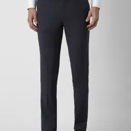Peter England Navy Slim Fit Trousers image 1