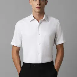 Louis Philippe White Cotton Regular Fit Checks Shirt image 1