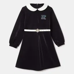 Elle Girls Black Cotton Solid Full Sleeves Dress-image-29
