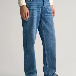 GANT Mid Blue Cotton Relaxed Fit Jeans image 1