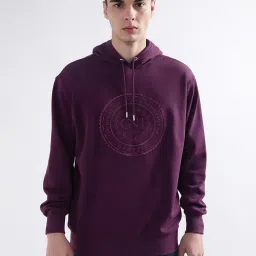 GANT Purple Cotton Regular Fit Printed Hooded Sweatshirt image 1