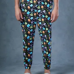 Bewakoof Black Cotton Regular Fit Printed Nightwear Pyjamas image 1