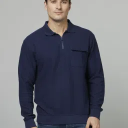 celio celio* Navy Cotton Regular Fit Sweatshirt image 1