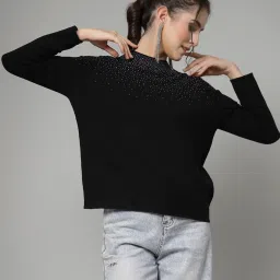 Mafadeny Black Embellished Sweater image 1